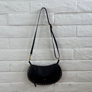 Black Studded Crescent Shoulder Bag - Unknown Brand